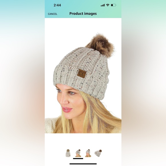NWT- C.C cable knit pom beanie and gloves - Picture 4 of 6